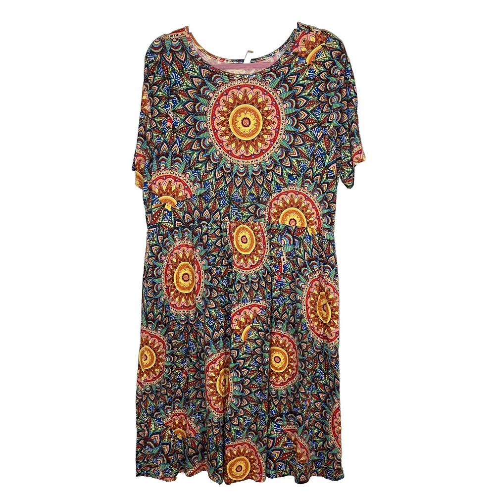 Colorful Floral Dress 3X Boho Indie Folk Peasant Festival Western Concert Earthy